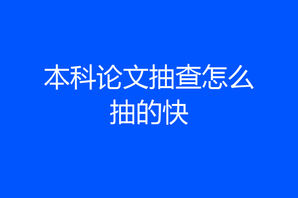 本科论文抽查怎么抽的快