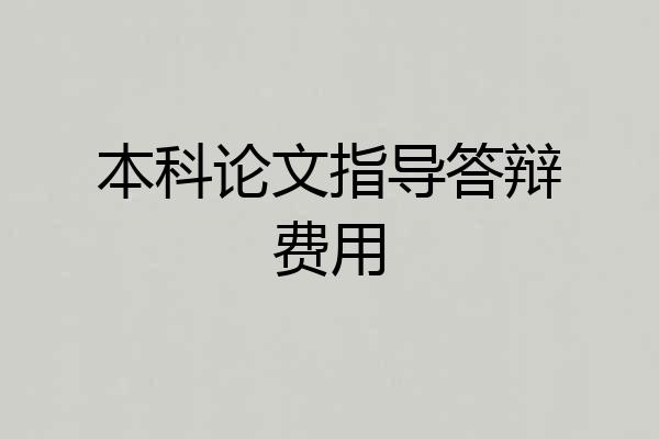 本科论文指导答辩费用