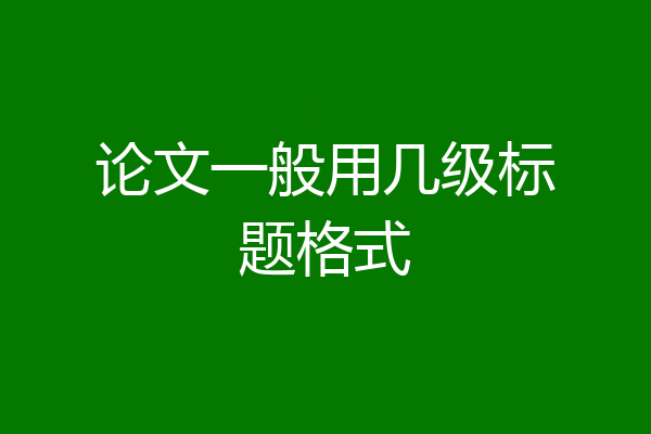 论文一般用几级标题格式