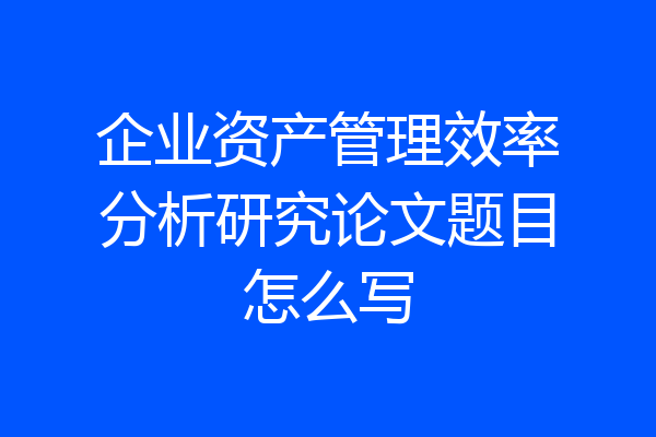 企业资产管理效率分析研究论文题目怎么写