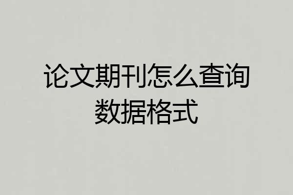 论文期刊怎么查询数据格式
