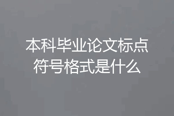 本科毕业论文标点符号格式是什么