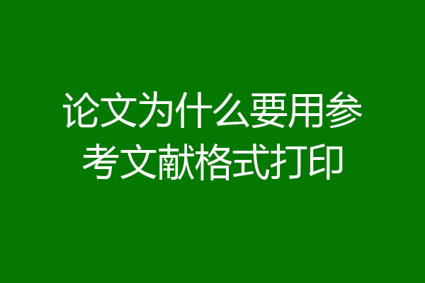 论文为什么要用参考文献格式打印