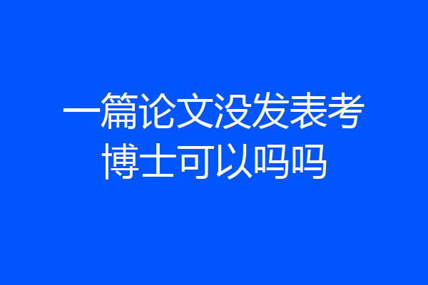 一篇论文没发表考博士可以吗吗