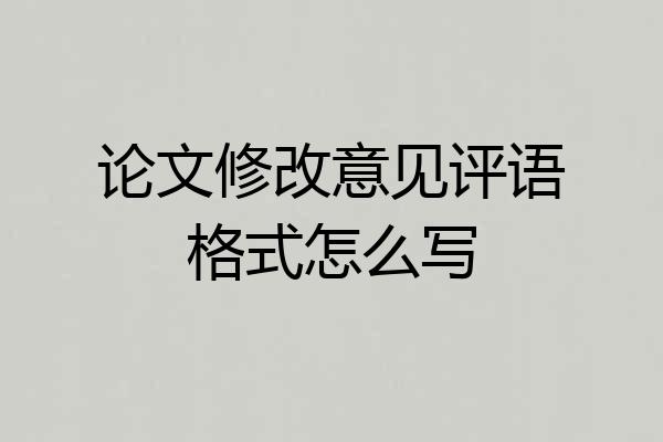 论文修改意见评语格式怎么写