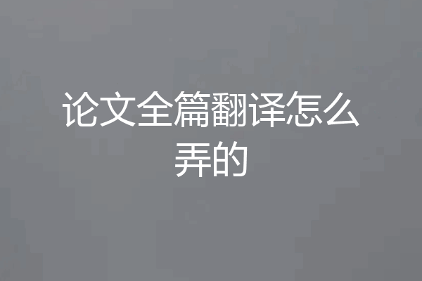论文全篇翻译怎么弄的
