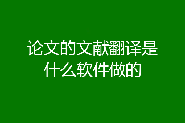 论文的文献翻译是什么软件做的