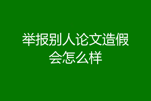 举报别人论文造假会怎么样