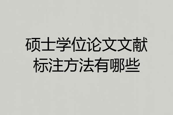 硕士学位论文文献标注方法有哪些