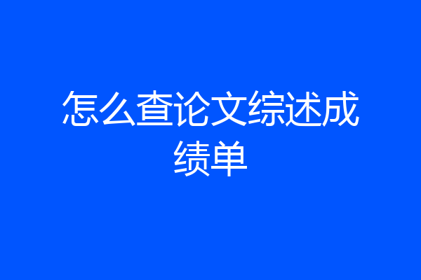 怎么查论文综述成绩单