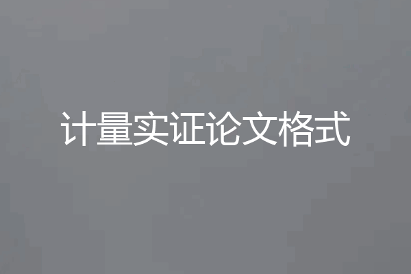 计量实证论文格式