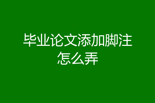毕业论文添加脚注怎么弄