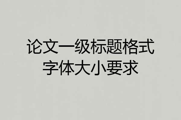 论文一级标题格式字体大小要求