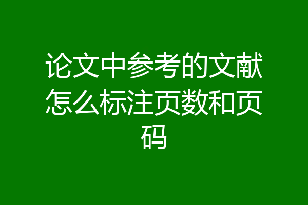 论文中参考的文献怎么标注页数和页码