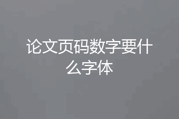 论文页码数字要什么字体