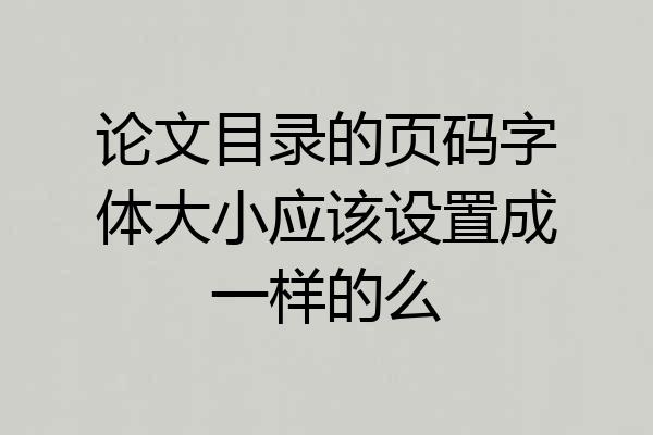 论文目录的页码字体大小应该设置成一样的么