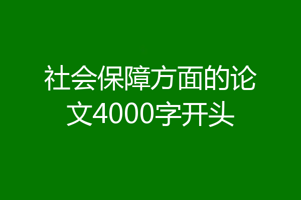 社会保障方面的论文4000字开头