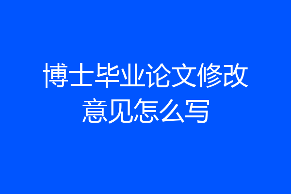 博士毕业论文修改意见怎么写