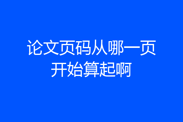 论文页码从哪一页开始算起啊