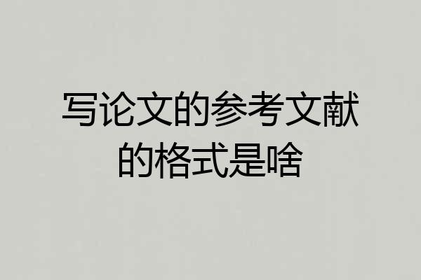 写论文的参考文献的格式是啥
