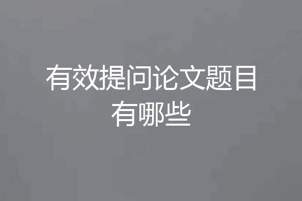 有效提问论文题目有哪些