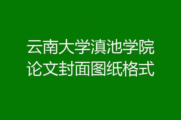 云南大学滇池学院论文封面图纸格式