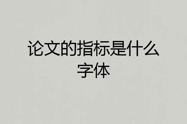 论文的指标是什么字体