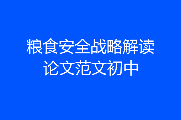 粮食安全战略解读论文范文初中