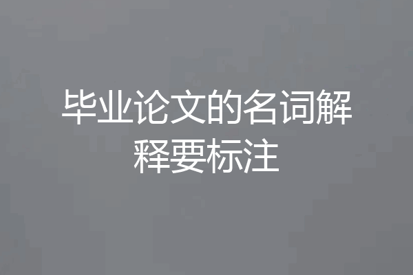 毕业论文的名词解释要标注