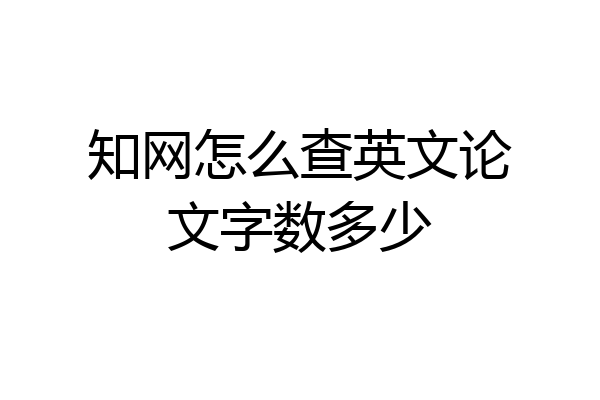 知网怎么查英文论文字数多少