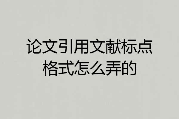 论文引用文献标点格式怎么弄的