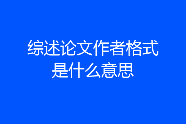 综述论文作者格式是什么意思