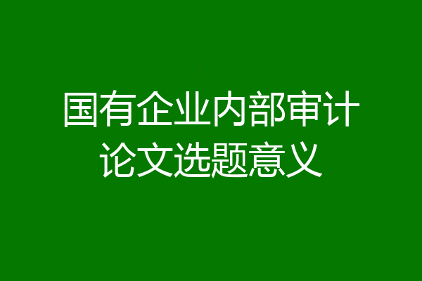 国有企业内部审计论文选题意义