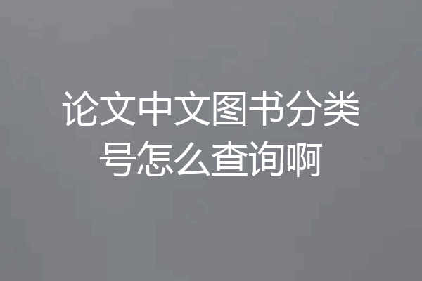 论文中文图书分类号怎么查询啊