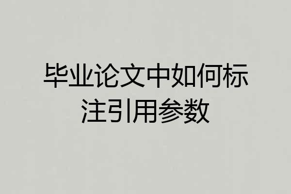 毕业论文中如何标注引用参数
