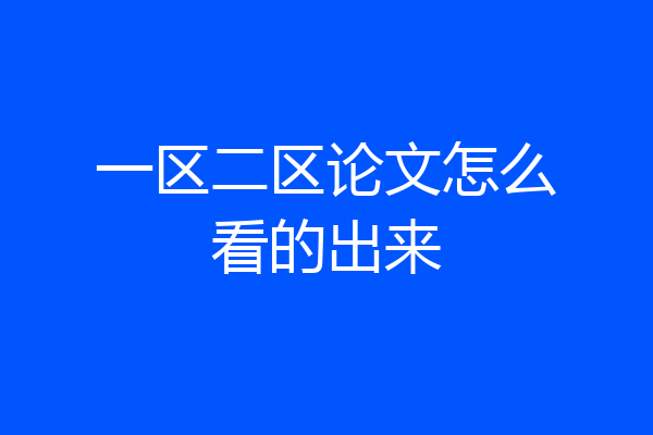 一区二区论文怎么看的出来