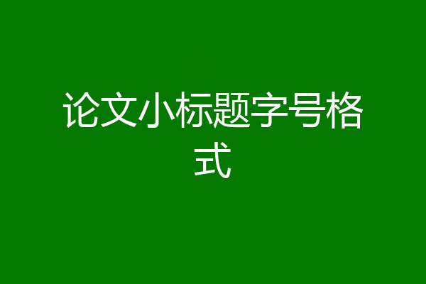 论文小标题字号格式