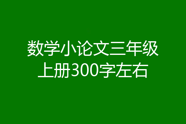 数学小论文三年级上册300字左右