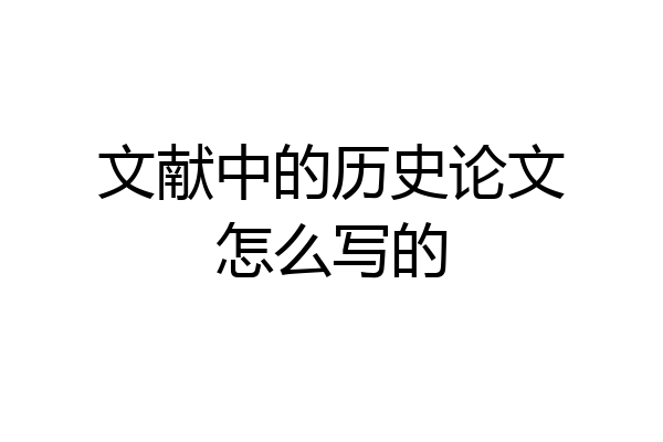 文献中的历史论文怎么写的