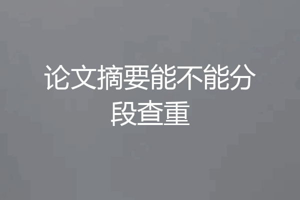 论文摘要能不能分段查重