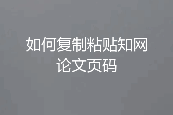 如何复制粘贴知网论文页码