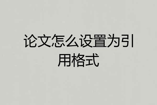 论文怎么设置为引用格式