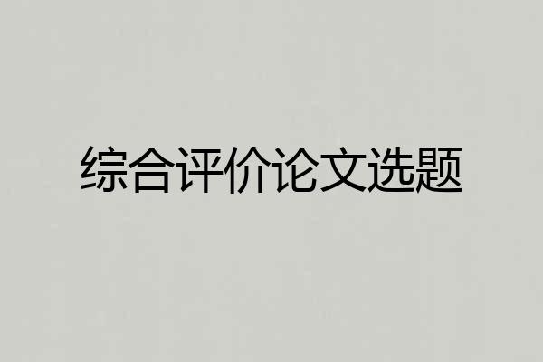 综合评价论文选题