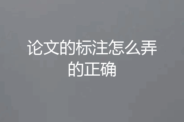 论文的标注怎么弄的正确