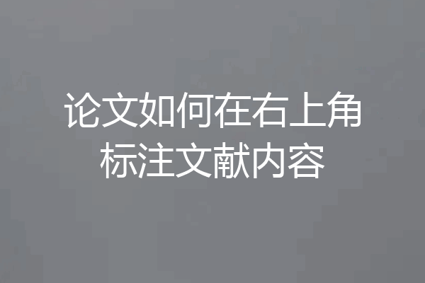 论文如何在右上角标注文献内容