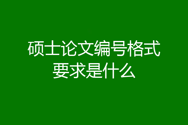 硕士论文编号格式要求是什么