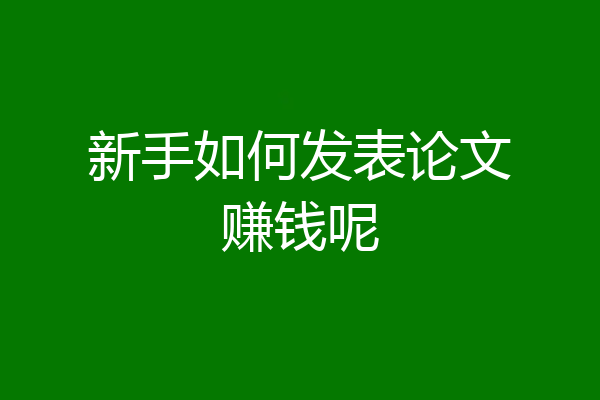 新手如何发表论文赚钱呢