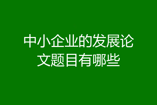 中小企业的发展论文题目有哪些