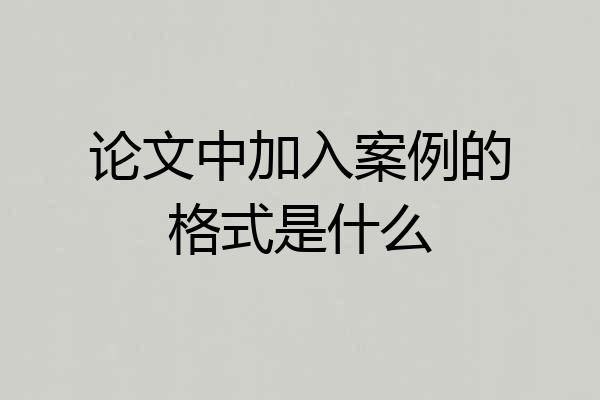 论文中加入案例的格式是什么