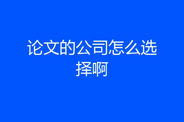 论文的公司怎么选择啊